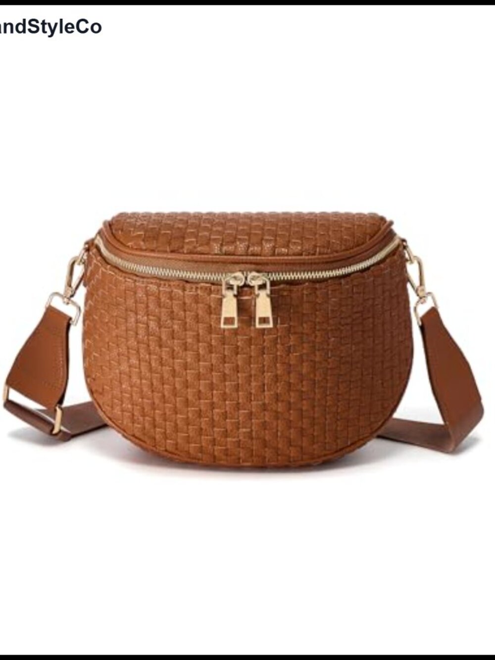 Woven Checkered Crossbody Bum Bag PU Leather Fanny Pack Belt Bag